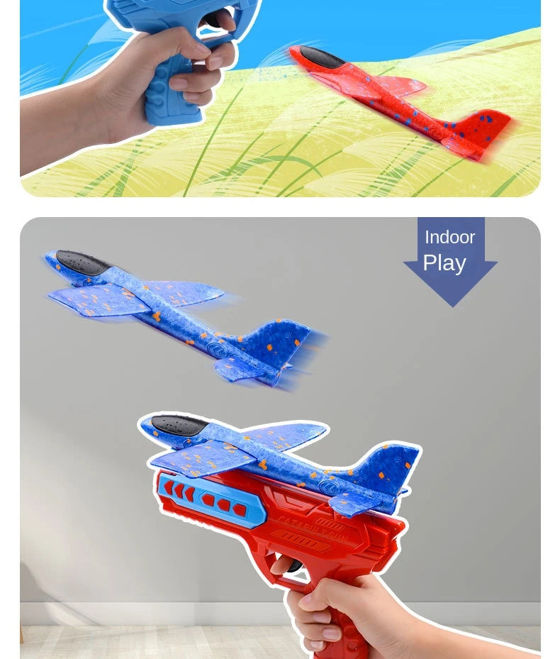 Brinquedos de Avião de Ejeção Infantil - Avião de Espuma Planador para Jogos ao Ar Livre, Brinquedo para Pais e Filhos, Brinquedo de Tiro e Voo de Espuma.