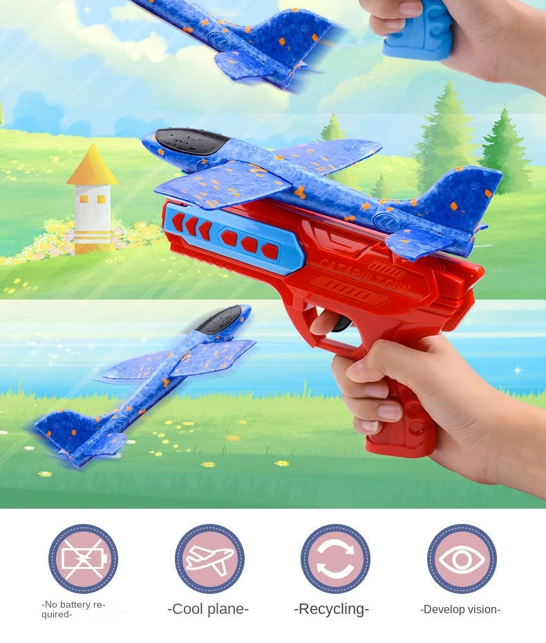 Brinquedos de Avião de Ejeção Infantil - Avião de Espuma Planador para Jogos ao Ar Livre, Brinquedo para Pais e Filhos, Brinquedo de Tiro e Voo de Espuma.